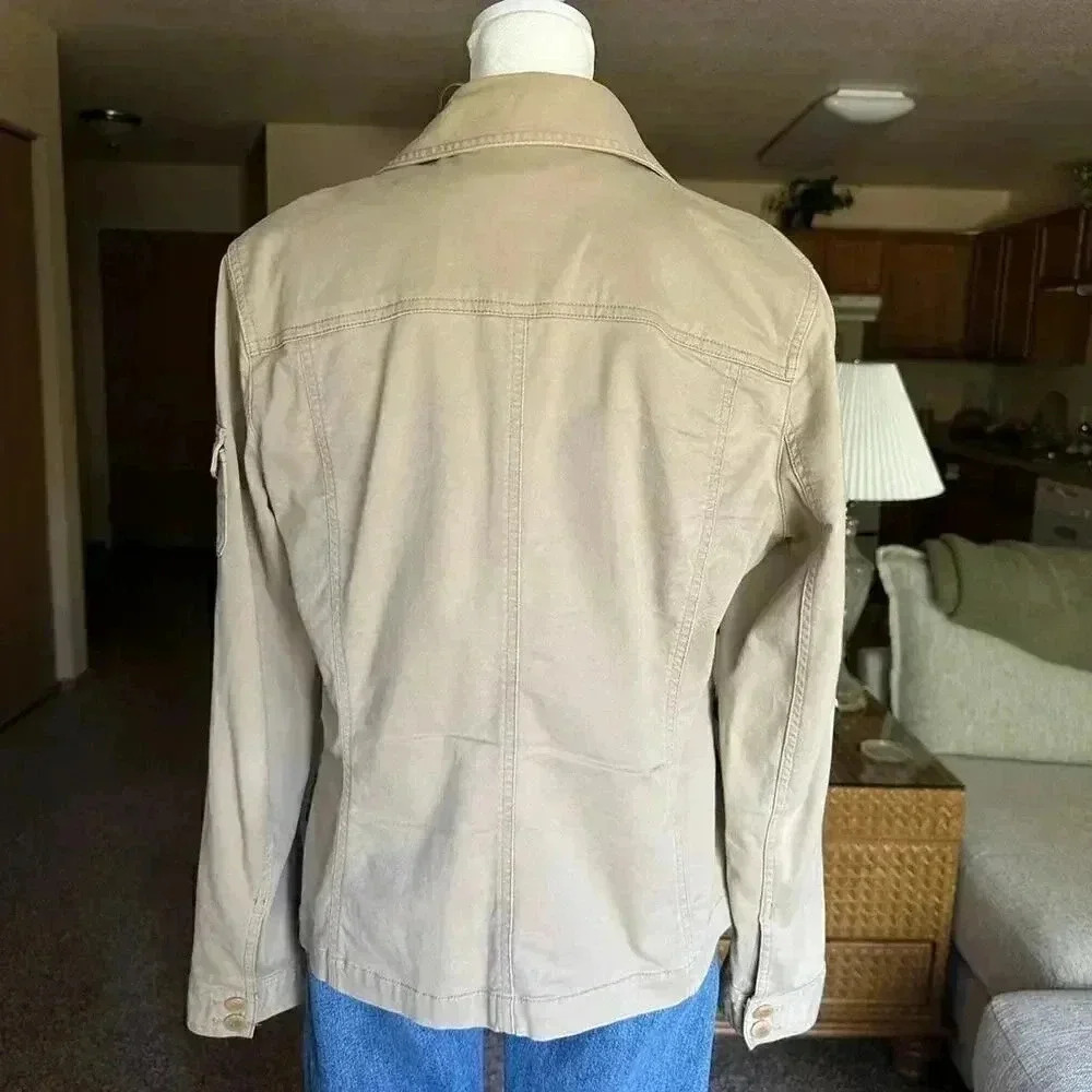 Khaki cargo utility jacket 96% cotton - Picture 2 of 5